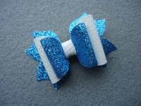 Haarstrik blauw glitter-wit 8 cm