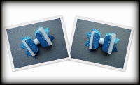 Haarstrik blauw glitter-wit 8 cm