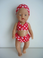 Babyborn bikini rood witte stip